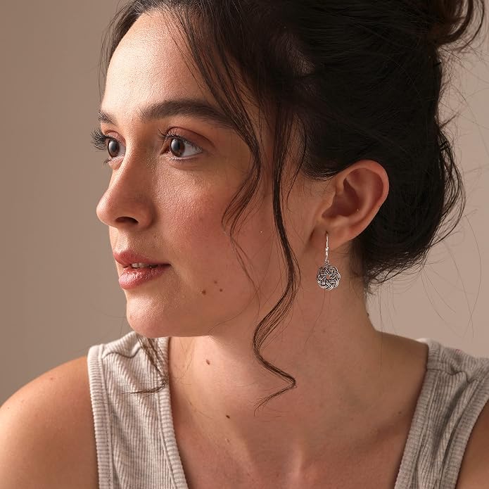 LeCalla 925 Sterling Silver Leverback Drop Earrings | Lightweight Celtic-Knot Filigree Heart Teardrop Dangle Earring for Women's Gift for Her