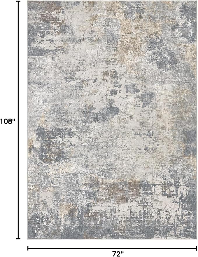 UERMEI 6x9 Area Rug Living Room Rugs - Washable Neutral Modern Abstract Soft Thin Large Rug Indoor Floor No Slip Rug Carpet for Bedroom Under Dining Table Home Office Decor - Blue Grey