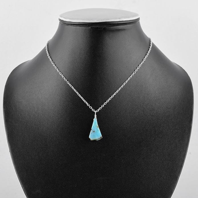 Raw Gemstone Dainty Pendant Necklace for Women, Natural Birthstone Handmade Jewelry, Healing Chakra Crystal, Silver Plated Chain 18" Birthday Gift for Her