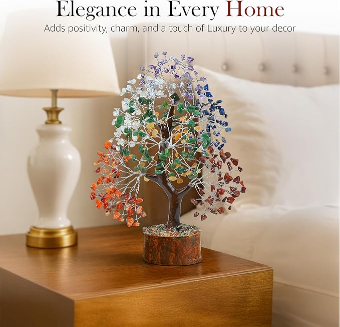 Crocon® 7 Chakra Tree of Life - Crystals and Healing Stones | Positive Energy, Feng Shui Money Tree | 10-12 inch | Reiki Meditation Home Office Decor, Birthday Gifts for Women, Mom, Sister & Friends