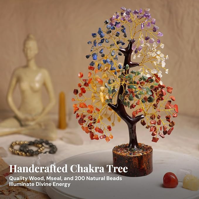 7 Chakra Tree of Life - Crystal Tree for Positive Energy - Healing Crystals and Stones - Birthday Gifts for Women, Home Office Decor -10-12"
