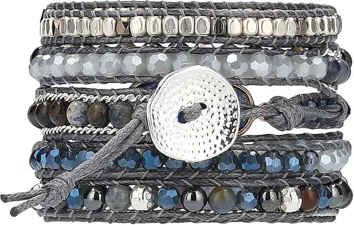 Bracelet for Women – Handmade Vegan Boho Natural Stone Layered Bracelet, Thailand Bohemian Stackable Beaded Wrap Bracelets, Summer Hippie Bracelet Stack, Fashion Jewelry Gifts
