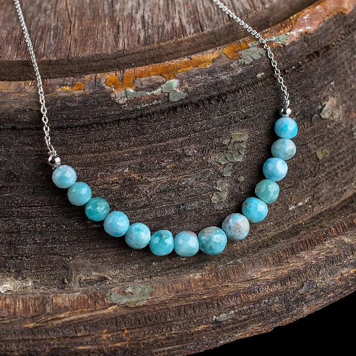 Natural Gemstone Dainty Pendant Necklace for Women Handmade Crystal Jewelry 925 Sterling Silver 18 Inch Chain Healing Chakra Christmas Birthday Gift for Her