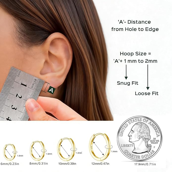 Carffordo 925 Sterling Silver Hoop Earrings - Small Huggie Earrings for Women, Hypoallergenic Trendy Cartilage Silver Earrings, Lightweight Jewelry
