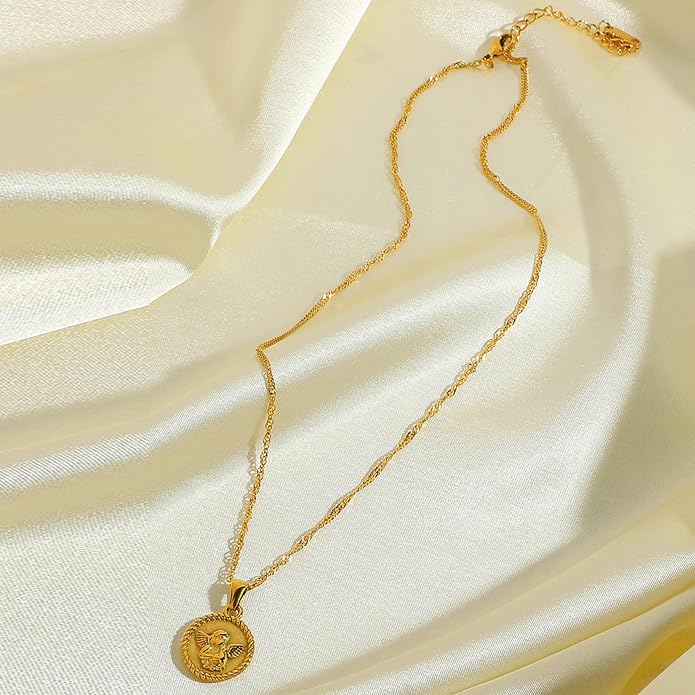 Unisex Celestial Gold Pendant Necklaces, Sun/Moon/Star/Angle Celestial Elements Unisex Choker Gold Lover Chains for Men and Women Jewelry