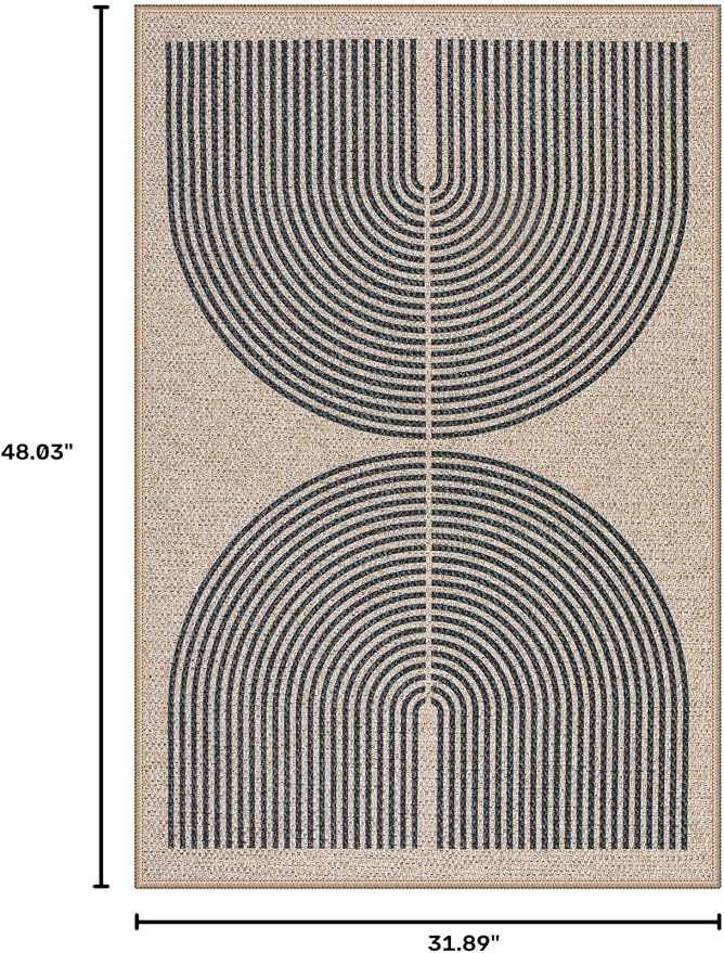 Lahome Enfys Rainbow Easy Jute Rug, 32"x48" Outdoor Mat Non Slip Door Mat Indoor Entrance, Farmhouse Neutral Lightweight Non Shedding Low Pile Throw Rug for Kitchen Entry Foyer
