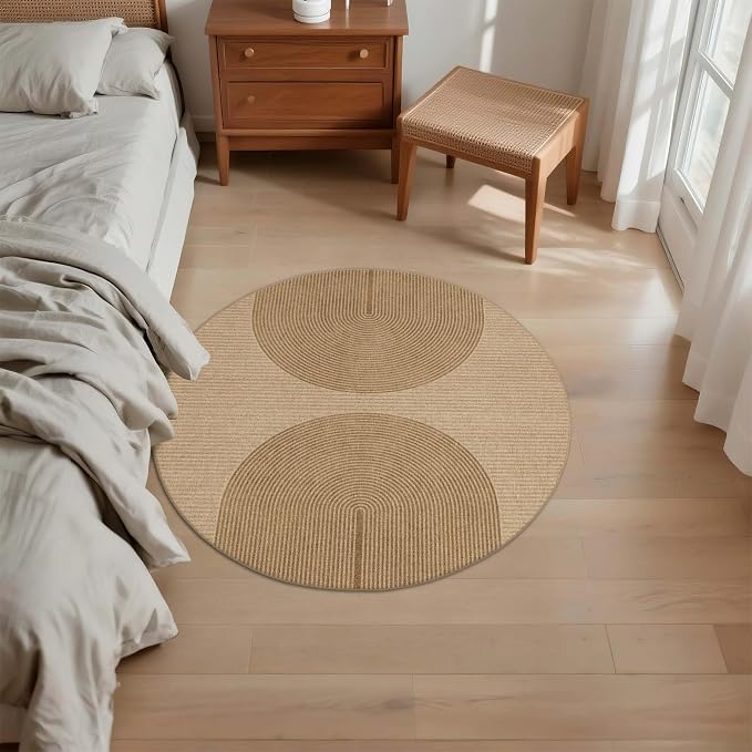 Non-Slip Jute Rug for Entryway: 3x3 Outdoor Mat - Geometric Arch Pattern | Safe Walking for Family All Day and Help with Cutting Slip Falls by 70%