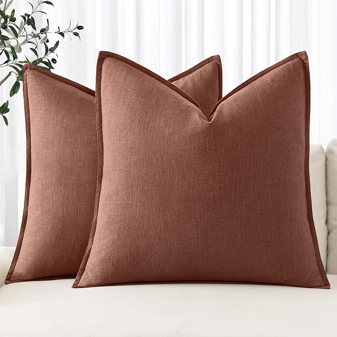 MIULEE Decorative Linen Pillow Covers 20x20 Inch Autumn Glaze | Boho Farmhouse Fall Autumn Couch Throw Pillows for Bed, Pack of 2 Accent Modern Pillowcases, Sofa Livingroom Home Decor