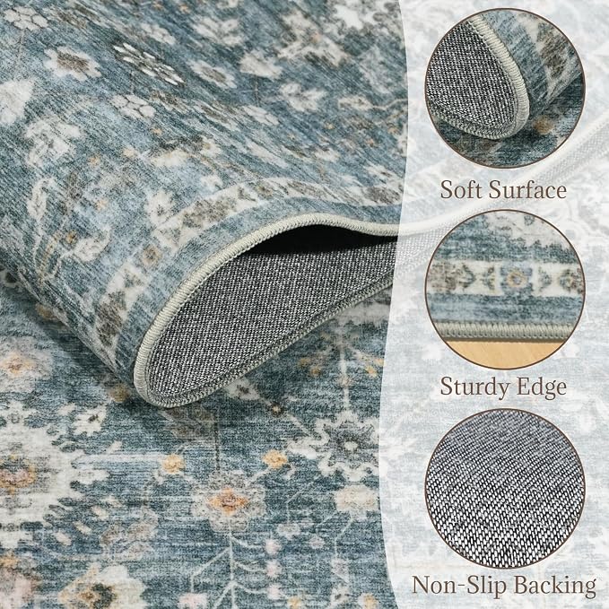 Machine Washable Entryway Small Area Rugs: Soft Non-Slip Low Pile Door Mat Indoor Entrance 2x3 ThrowRug for High-Traffic Areas Kitchen, Hallway, Farmhouse Decor