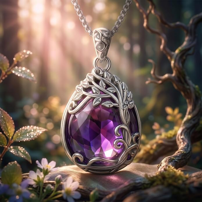 Teardrop Moonstone Necklace for Women Tree of Life/Filigree Birthstone Pendant Necklace Jewelry