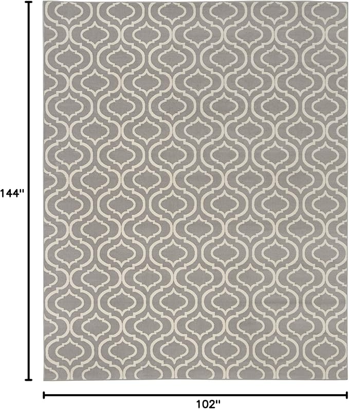 Nourison Home Jubilant Grey 8'6" x 12' Area Rug - Easy Clean, Non Shedding, Bed Room, Living Room, Dining Room, Kitchen (9' x 12')
