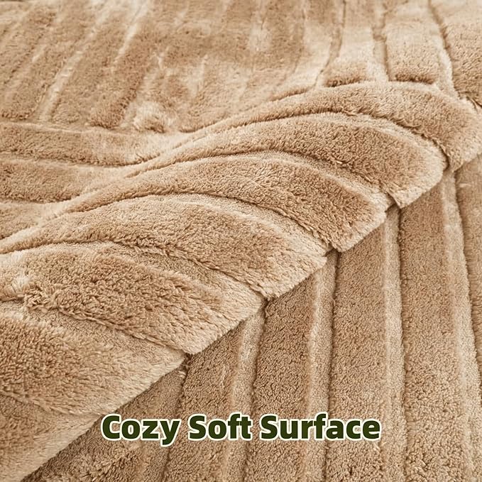 Brown Solid Area Rug 8x10 – Washable Living Room Rug, Ultra Soft Indoor Rugs for Bedroom, Modern Geometric Bohemian Pattern High-Low Pile Textured Carpet for House Apartment, Home Office Decor