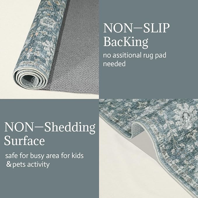 Machine Washable Entryway Small Area Rugs: Soft Non-Slip Low Pile Door Mat Indoor Entrance 2x3 ThrowRug for High-Traffic Areas Kitchen, Hallway, Farmhouse Decor