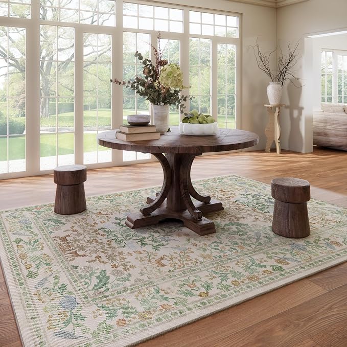 8x10 Washable Rugs for Living Room: Bedroom Area Rug Stain Resistant Non Slip Low Pile Lightweight Soft Carpets for Dining Room Kitchen Nursery Kids Room Playroom Home Office Indoor