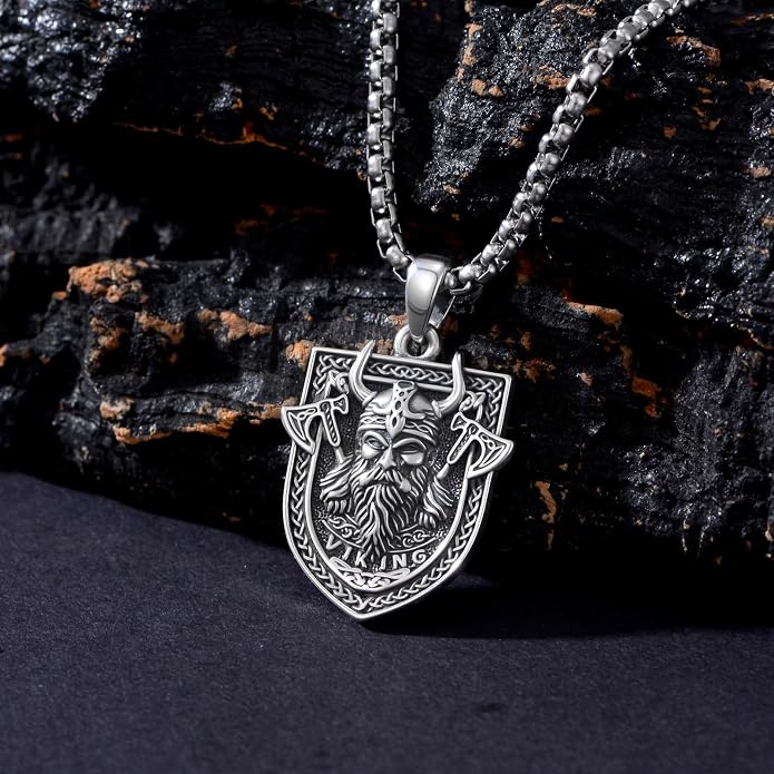 PELOVNY Odin Necklace 925 Sterling Silver Viking Pendant Norse God Jewelry for Anniversary Birthday Christmas Gifts Men Women