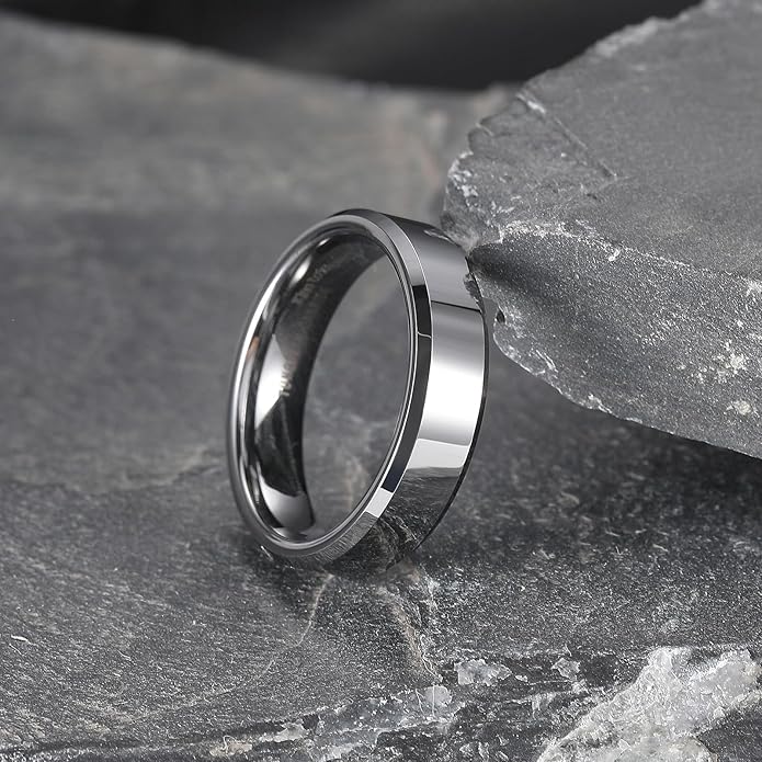 King Will BASIC Men Women 4mm/5mm/6mm/7mm/8mm Titanium Rings Polished Wedding Band Engagement Anniversary Band Comfort Fit