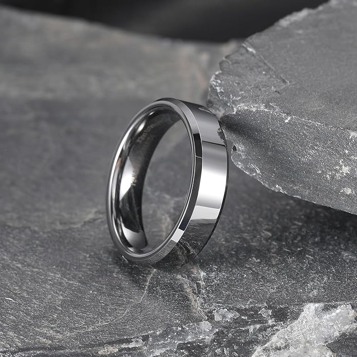 King Will BASIC Men Women 4mm/5mm/6mm/7mm/8mm Titanium Rings Polished Wedding Band Engagement Anniversary Band Comfort Fit
