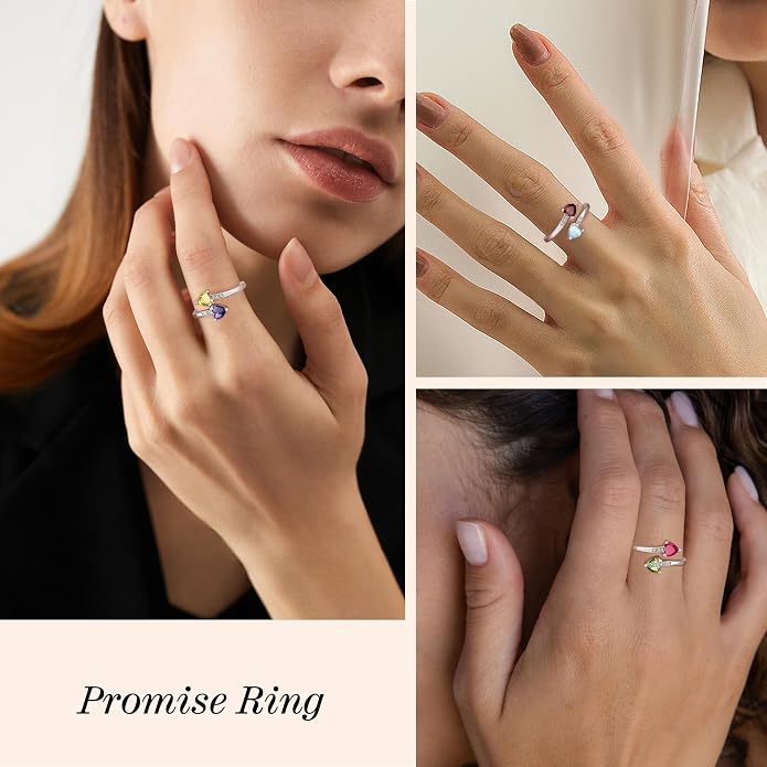 Btysun Mothers Day Gifts, Birthday Gifts for Women Non Tarnish Gold Rings Adjustable 1-12 Birthstone Rings Birthday Gift for Wife Mom Stocking Stuffers Promise Ring Anniversary Wedding Jewelry