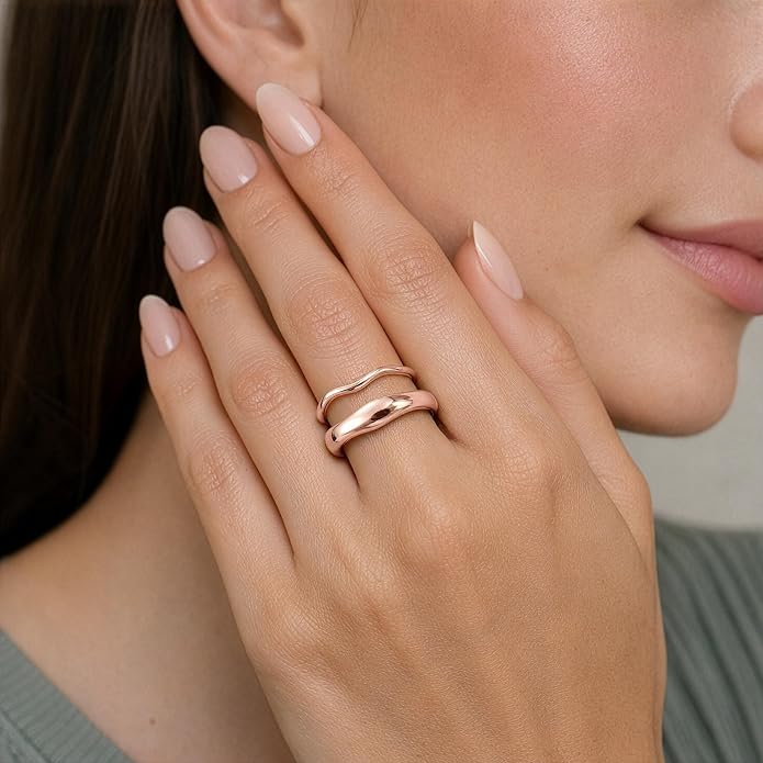 Gold Rings for Women Men Non Tarnish, Waterproof Chunky 14K Gold Plated Dainty Stackable Rings Trendy Statement Pinky Thumb Rings Engagement Eternity Wedding Band Ring Stacking Gold Jewelry Size 3 4 5 6 7 8 9 10 11