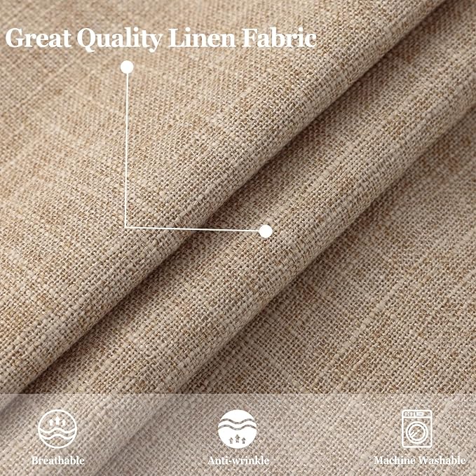 decorUhome Taupe Faux Linen Outdoor Throw Pillow Covers 18x18 Set of 2 | Fall Decorative Textured Neutral Modern Farmhouse Pillow Covers with Stitched Edge for Couch Sofa Bed Living Room