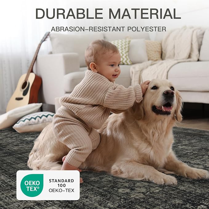 Washable Runner Hallway Rug, 2x10, Black | Low Pile Non Slip Non-Shedding Kitchen Carpet Soft Indoor Stain Resistant Rug for Bedroom Laundry Room Bathroom