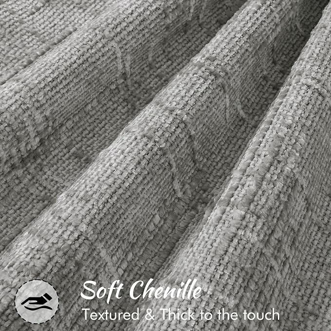 decorUhome Chenille Decorative Throw Pillow Covers 22x22 Set of 2,Grey | Soft Texture, Slubby Modern Design, Flange Edges, Cozy Accent Pillow Covers for Couch, Sofa, Bed, Living Room