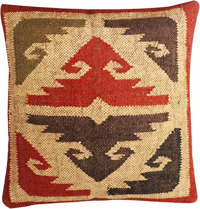 Set of 4 Wool Jute Vintage Kilim Cushion Covers,Home Decor Pillowcases Handwoven Turkish Pillow Decorative Throw Pillow Covers (Multicolor-7)