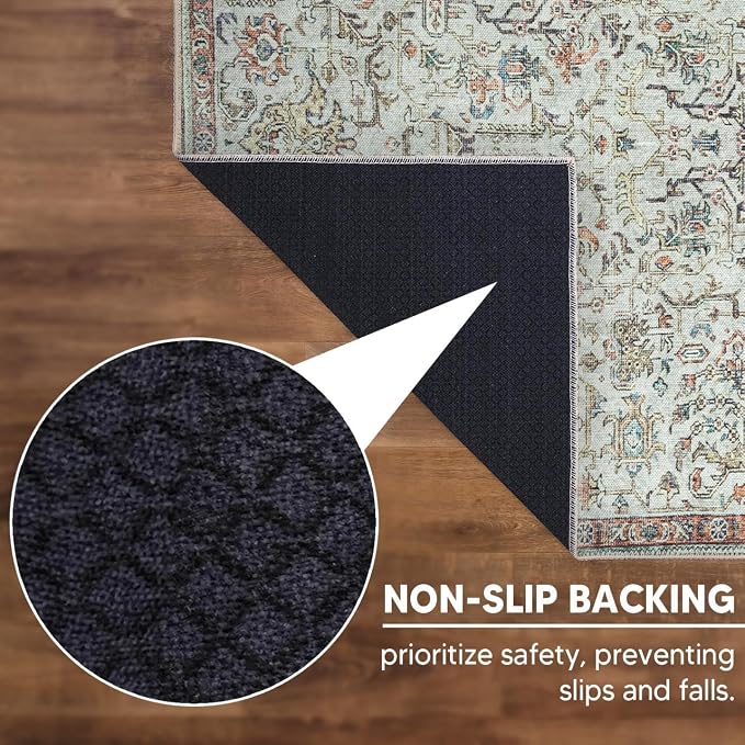 Keen Home Design 30"x144" Rug - Machine Washable Runner Rug with Non-Slip Backing, Ideal for Hallway, Entryway, Kitchen, Laundry Room - Vintage, Easy Clean, Durable, Low Pile - (2'6" x 12')