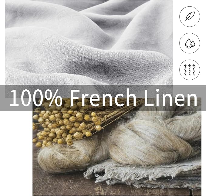 ATLINIA Linen Pillow Cases Euro Sham - 26 x 26 Inch Bed Pillow Protector Cover Set of 2 Bedding Cooling Neutral Pillowcase Shams Light Grey