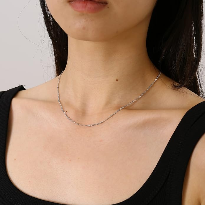 Gold Chain Necklace for Women Dainty Simple Satellite Beaded Twisted Chain Choker Necklace Everyday Jewelry Christmas Gifts