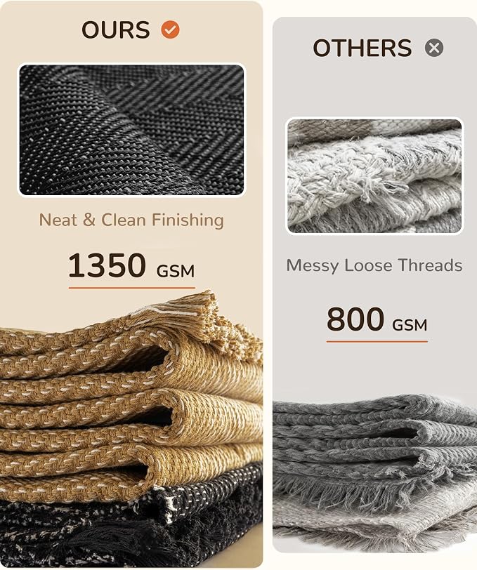 BESTSWEETIE 3x5 Washable Rug Hand-Woven Low Pile Soft Modern Farmhouse Bohemian Decor Reversible Braided Rugs with Tassels Throw Carpet for Living Room Bedroom Entryway Bathroom, Black White