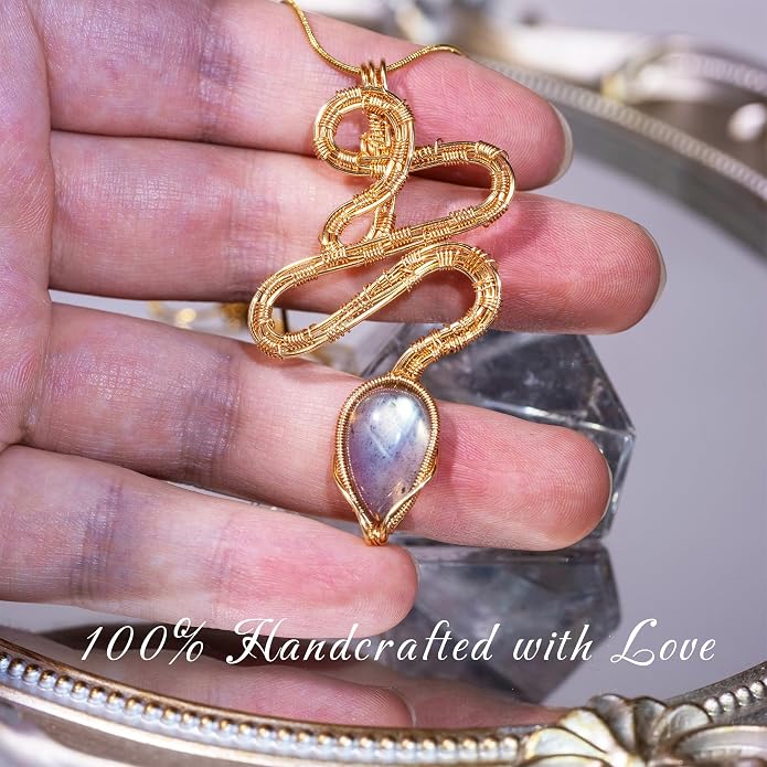 Natural Faceted Labradorite Pendant Necklace – Unique Stone of Magic & Transformation, Iridescent Flash Gemstone Jewelry, Handmade Healing Crystal Gift for Women, Birthday, Anniversary, Spiritual Awakening & Intuition