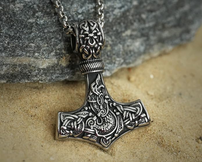 Baldur Jewelry - Thors Hammer Necklace Pendant Mjölnir - Viking Norse Thor Hammer Pendant Viking Jewelry - Thor Necklace - Thor Gifts for Men - Viking Necklace for Men
