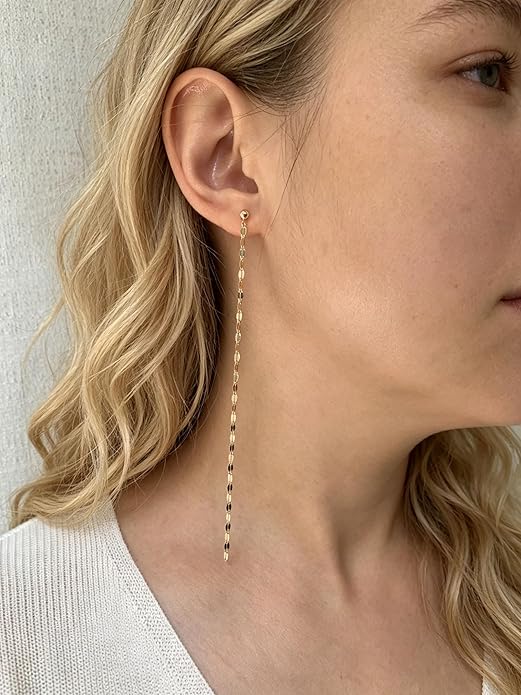 Long Chain Dangle Earrings Dainty Tassel Drop Linear Earrings Hypoallergenic Jewelry