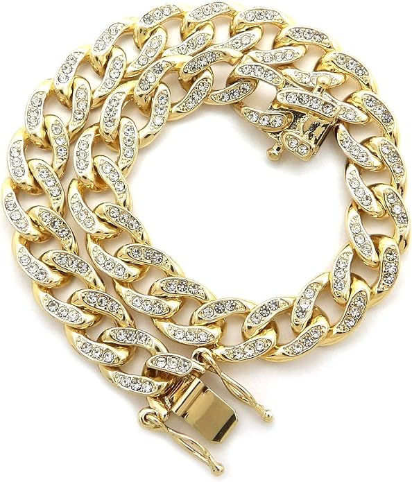 Fashion 21 Women's Stone Filled 10mm, 12mm Various Length Box Lock Cuban Chain Anklet