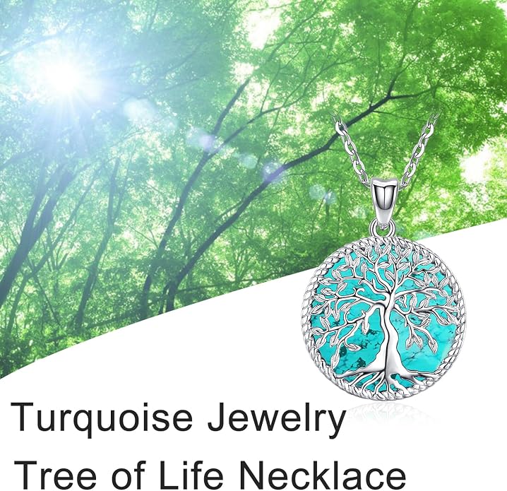 Odinstone Tree of Life Necklace, Sterling Silver Pendant for Women Family Tree Necklaces Jewelry for Mom/Wife/Grandma(With Fine Gift Box)