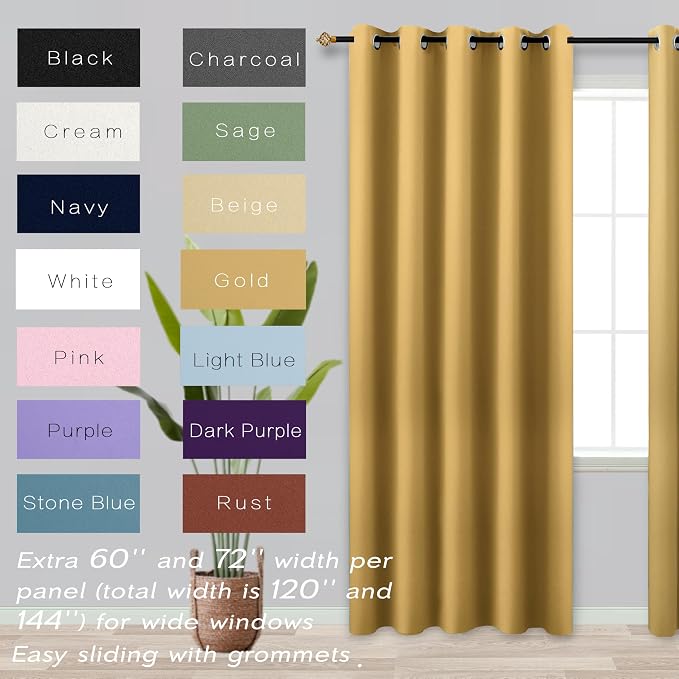 KOUFALL Gold Luxury Blackout Curtains for Living Room,Elegant Livingroom Curtain 84 Inches Long Cortinas Doradas para Sala Elegantes Modernas 2025