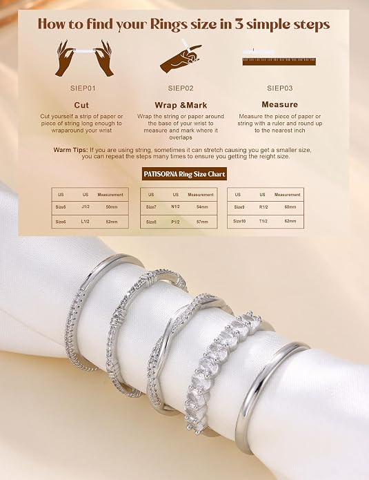 Dochais 5PCS Stackable Gold Silver Rings for Women, Non Tarnish Dainty Cubic Zirconia Rings, 14K Gold Plated Minimalist Wedding Band Rings Set, Trendy Statement Stacking Rings Size 5-10