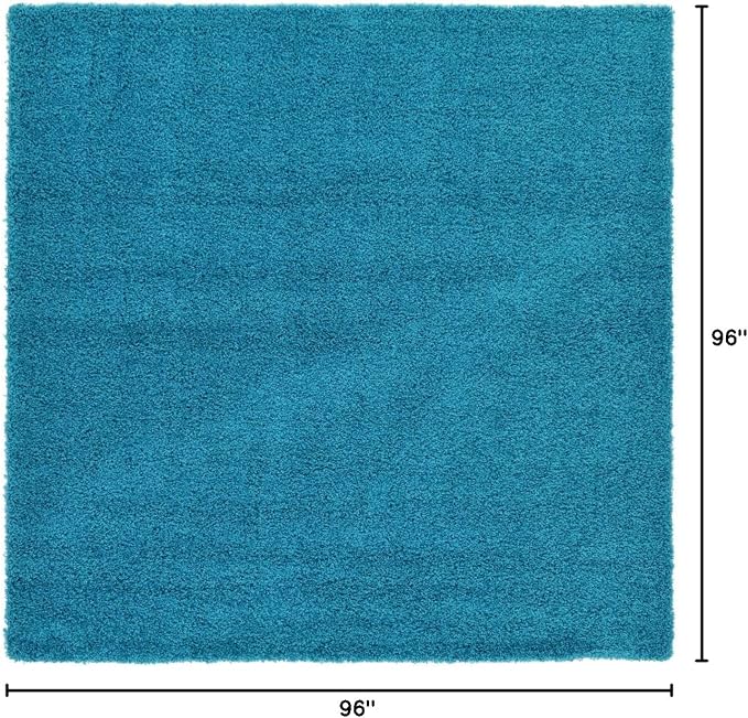 Unique Loom Solid Shag Collection Area Rug (8' Square, Turquoise)