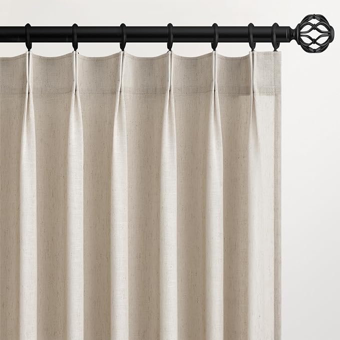 Topfinel Pinch Pleated Curtains 86 Inches Long 2 Panels Set,Oatmeal Semi Sheer Blend Fabric Farmhouse Cozy Rustic Western Home Decor Curtain Drapes for Living Room Bedroom,40x86 inch Length,Apricot