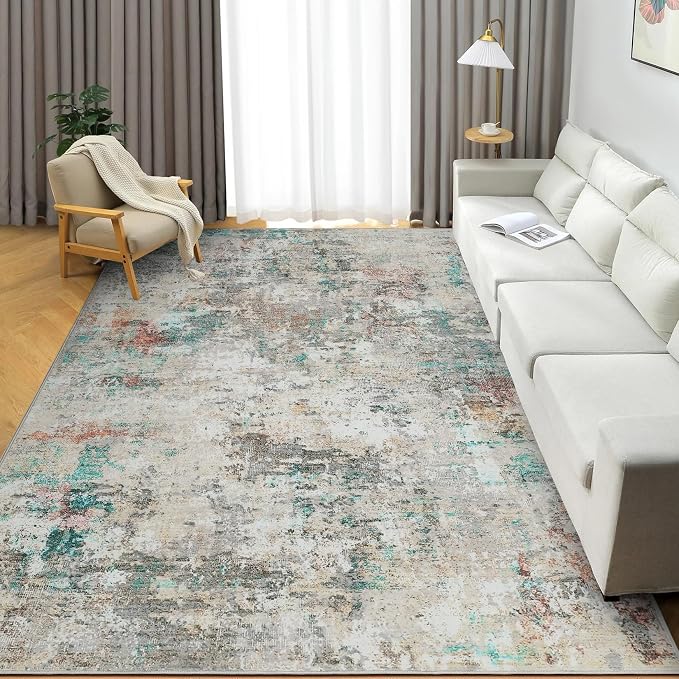 ROYHOME Modern Abstract Area Rug 6x9 Non Slip Non Shedding Rug Low Pile Stain Resistant for Bedroom Living Room,Colorful