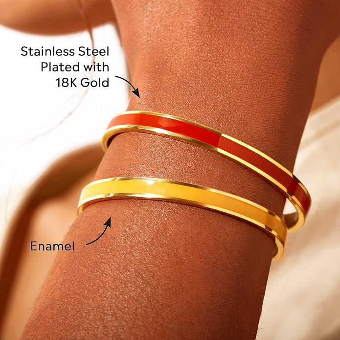 STORYJEWELLERY Friend Gifts for Women, Friendship Bracelets, Matching Badass Bestie Bracelets, Friend Birthday Gifts for Women, Bff Jewelry, Enamel Cuff Bracelet