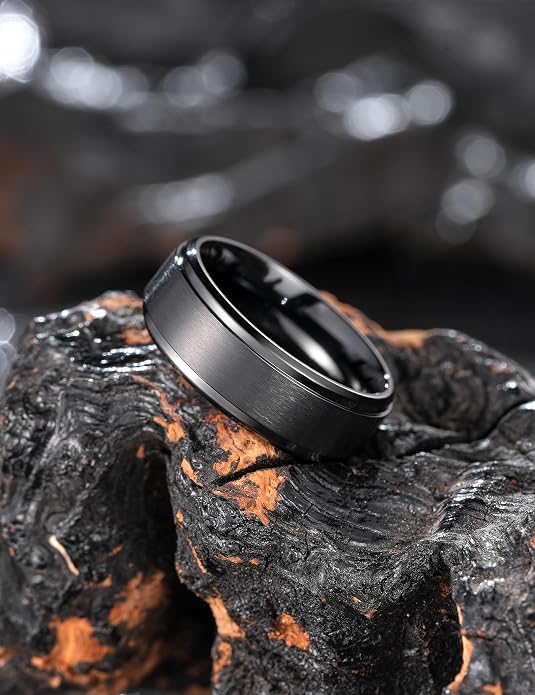 King Will Titanium Wedding Band for Men Women- 3-10mm Width Black/Sliver/Gold High Purity Titanium Promise Wedding Ring Comfort Fit for Daily Wear Size 6-14