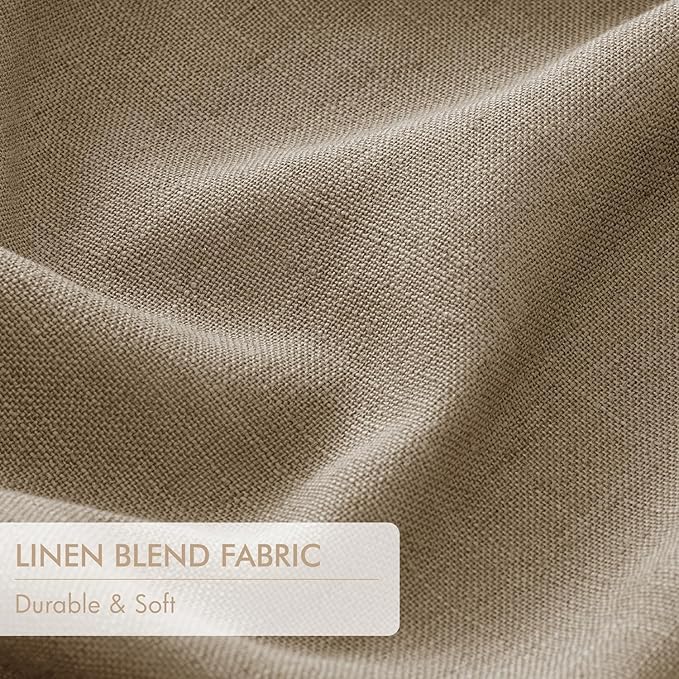 MIULEE Cafe Brown Pinch Pleated 100% Blackout Linen Curtains for Bedroom, Room Darkening Memory Trained Light Blocking Window Curtains 102 inches Long for Living Room, Black Out Pleat Drapes, 2 Panels