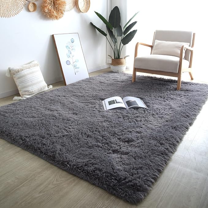 Area Rug 9x12 for Living Room - Large Shag Soft Non-Slip Carpet | Modern Grey Style: Cool Neutral Grey Complements Any Sofa, Furniture Or Decor - A Timeless Choice For Any Living Space