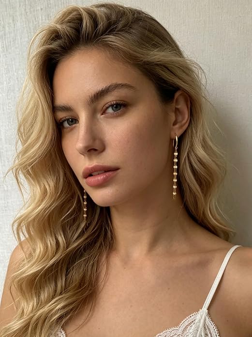 Long Chain Dangle Earrings Dainty Tassel Drop Linear Earrings Hypoallergenic Jewelry