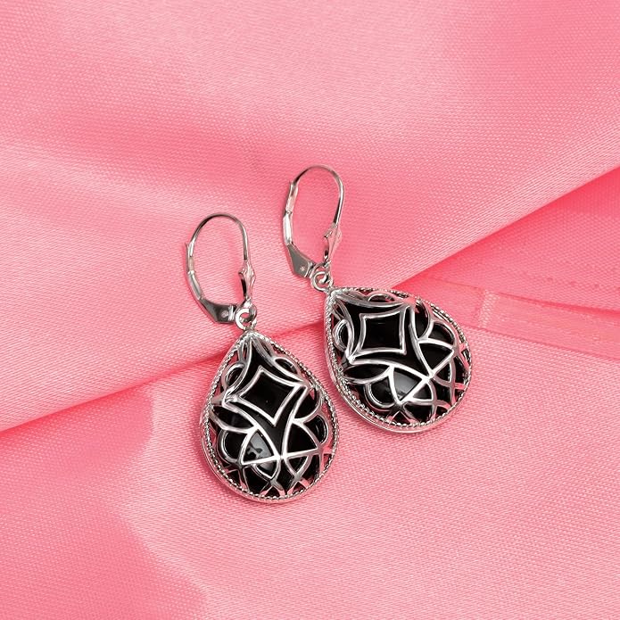 LeCalla Women's Drop & Dangle Earrings | 925 Sterling Silver Leverback Earrings | Lightweight Teardrop Lever Back Drop Dangle Earring for Women