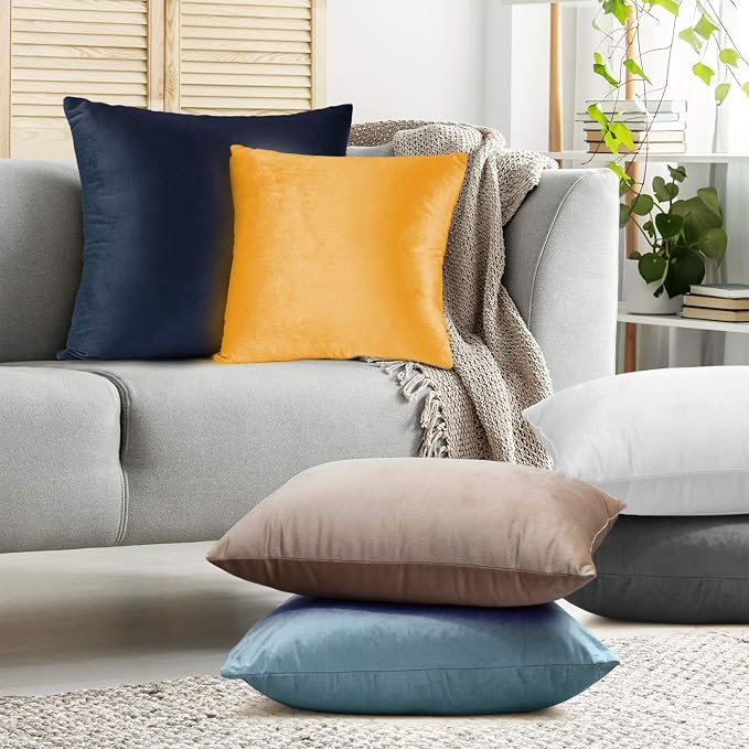 Nestl Throw Euro Pillow Covers, Cozy Velvet Decorative Pillow Covers 26 x 26 Inches, Soft Solid Couch Pillow Case for Sofa, Bed and Car, Set of 2 - Blue Heaven