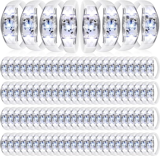 JellyArch 120 Pcs White LED Glow Bracelets, Sound Activated LED Bracelets for Wedding Reception Party Favors, Bridal Shower, Bachelorette Party, Rave, Concert, Birthday and Night Events