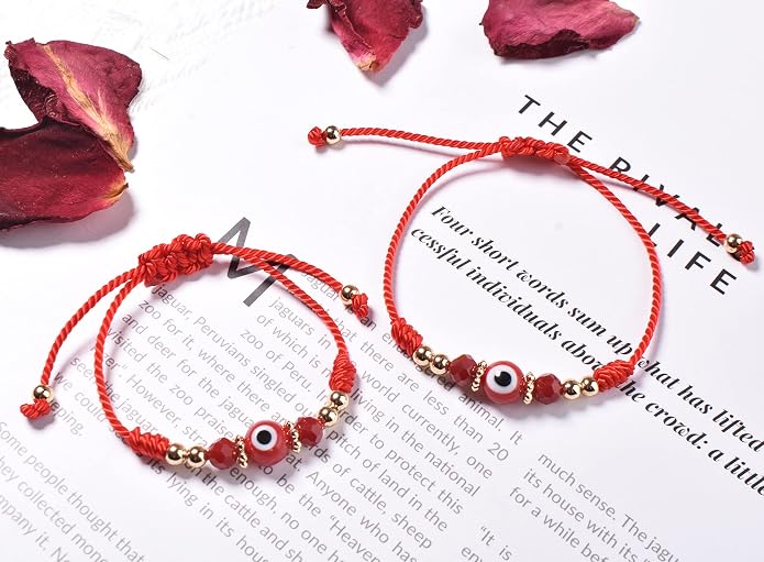 Evil Eye Bracelet For Women Teen Girls Amulet Pink Protection Bracelet Good Luck Adjustable String Bracelet Anklet